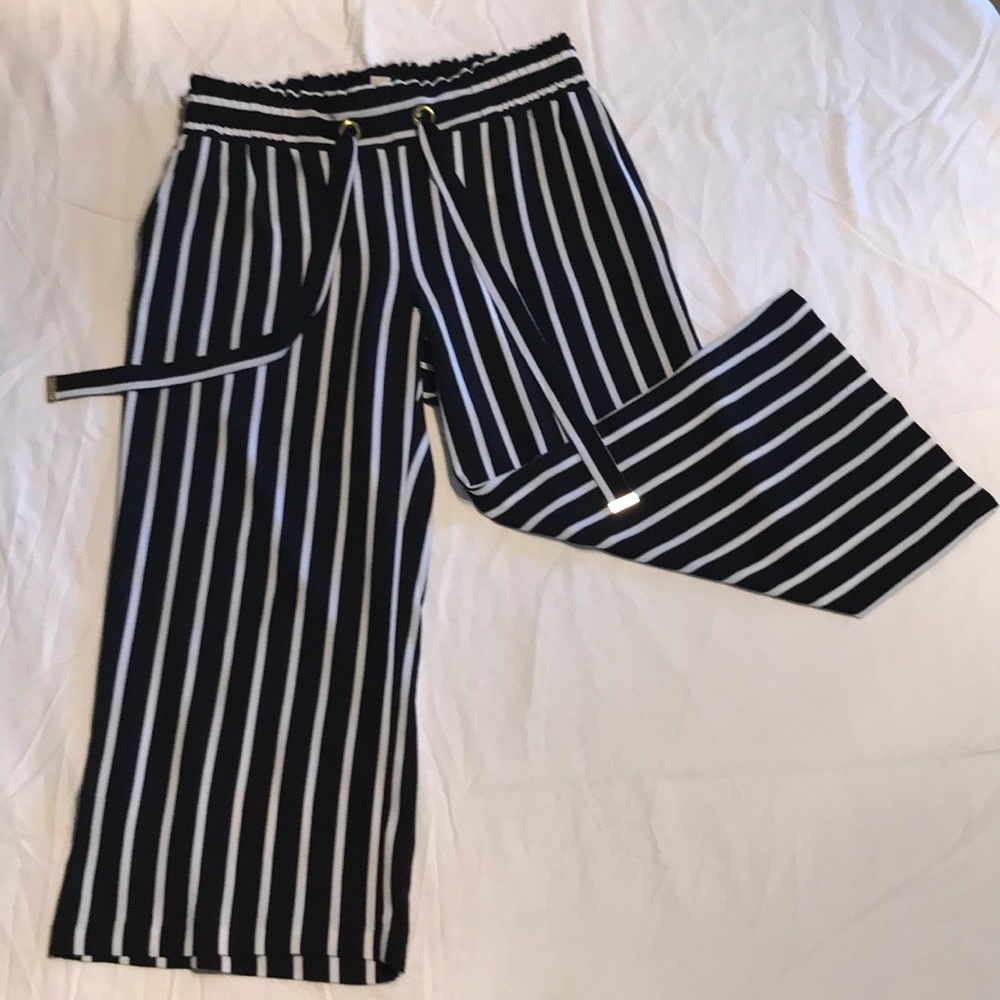 michael kors black and white sheer gaucho capris